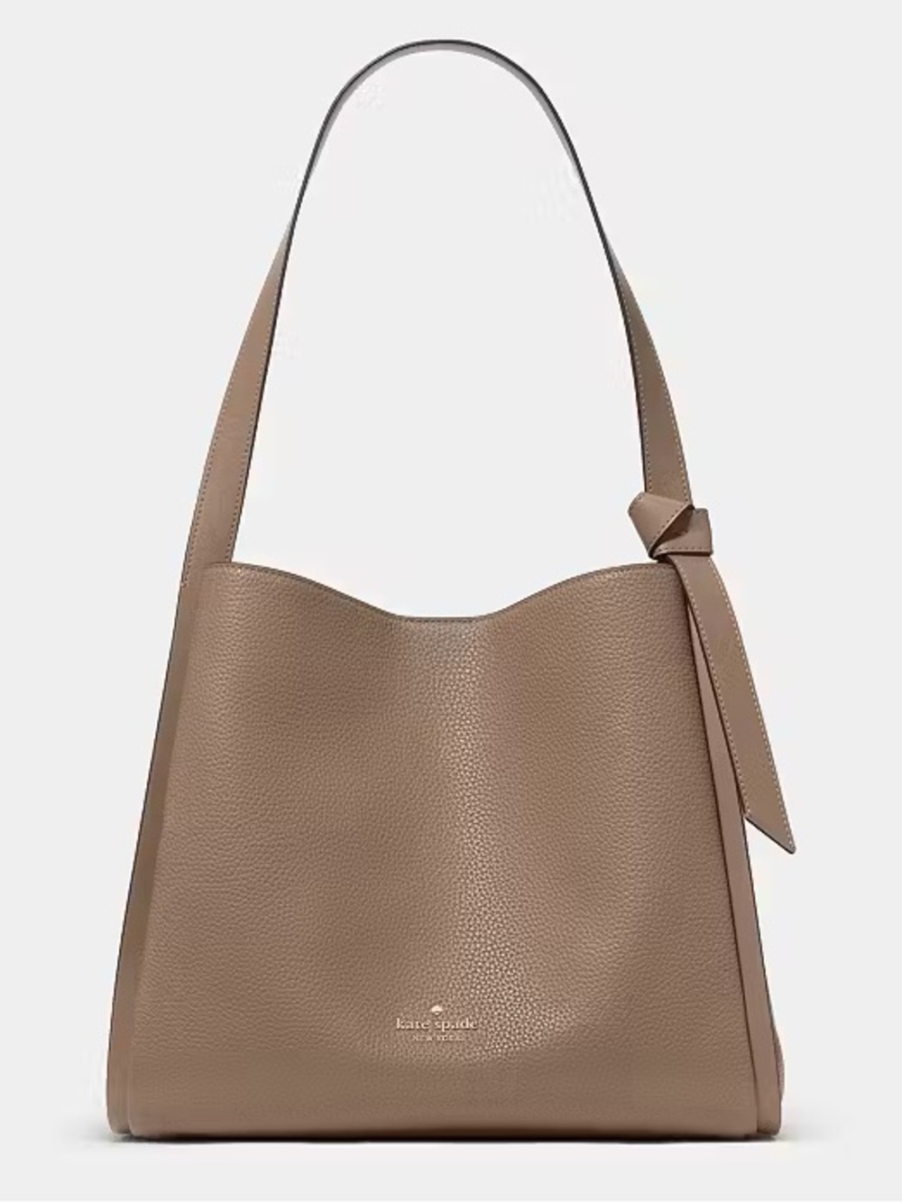 ♠️Kate Spade Knott Pebbled Leather Large Shoulder Bag, Timeless Taupe NEW NWT